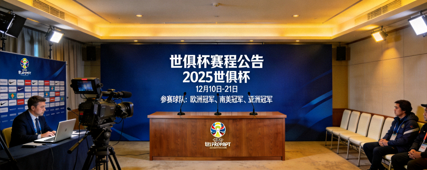 世俱杯官方发布赛程公告的新闻发布厅现场